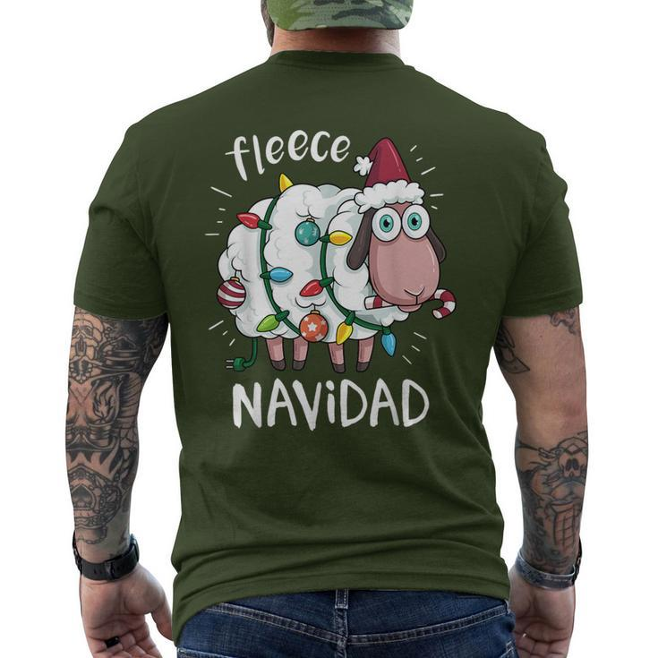 Fleece Feliz Navidad Cute Sheep Christmas Men's T-shirt Back Print
