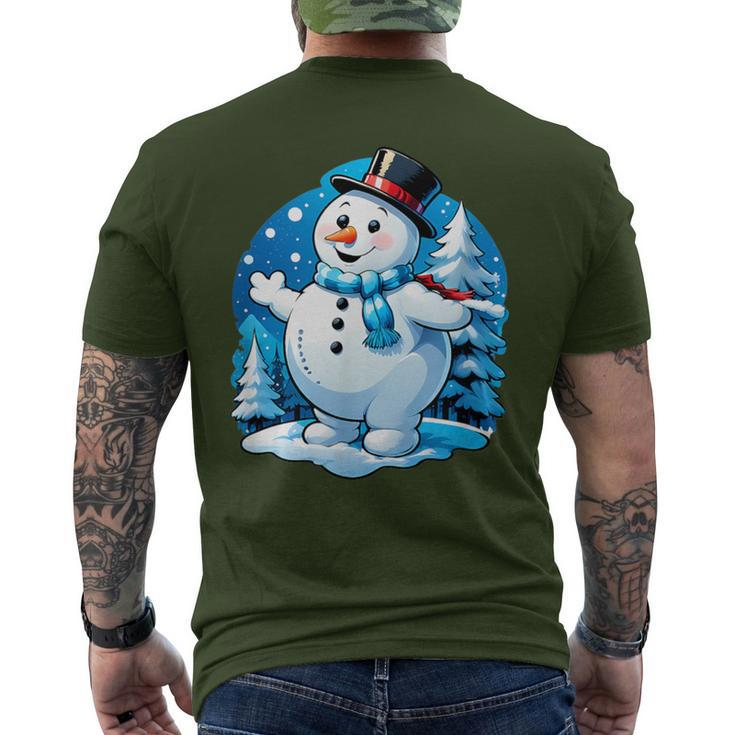 Frosty Friends Christmas Snowman In Winter Wonderland Men's T-shirt Back Print