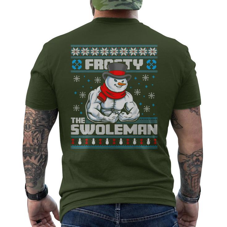 Frosty Swoleman Christmas Workout Gym Weight Lifting Men's T-shirt Back Print - Thegiftio