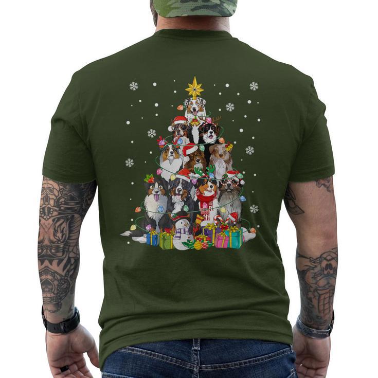 Australian Shepherd Dog Christmas Tree Xmas Pajamas Men's T-shirt Back Print