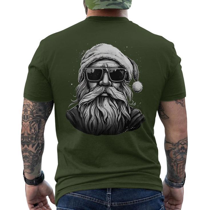 Cool Santa Face Hipster With Beard & Glasses Christmas Men's T-shirt Back Print