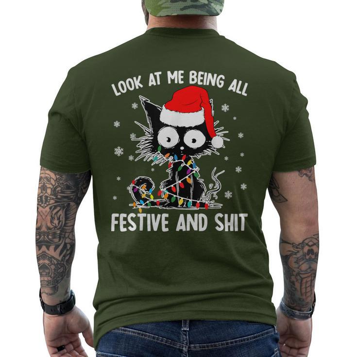 Look At Me Being All Festive And Shits Cat Christmas Men's T-shirt Back Print
