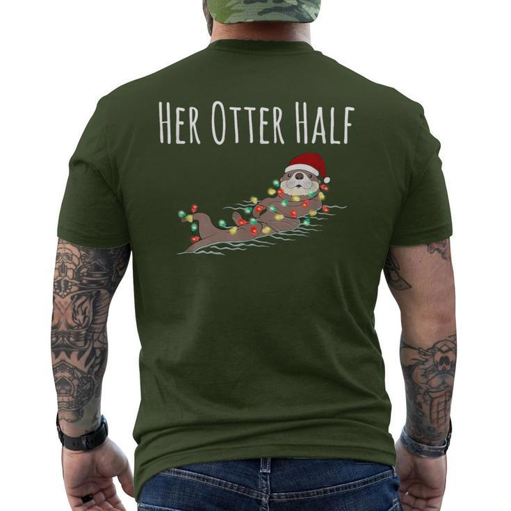Matching Couple His And Her Otter Half Ugly Christmas Men's T-shirt Back Print