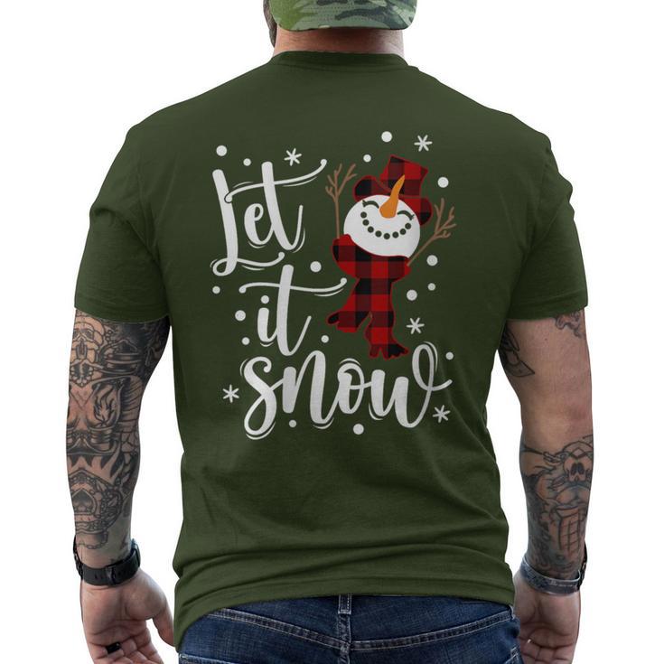 Snowman Let It Snow Snowflakes Merry Christmas Men's T-shirt Back Print