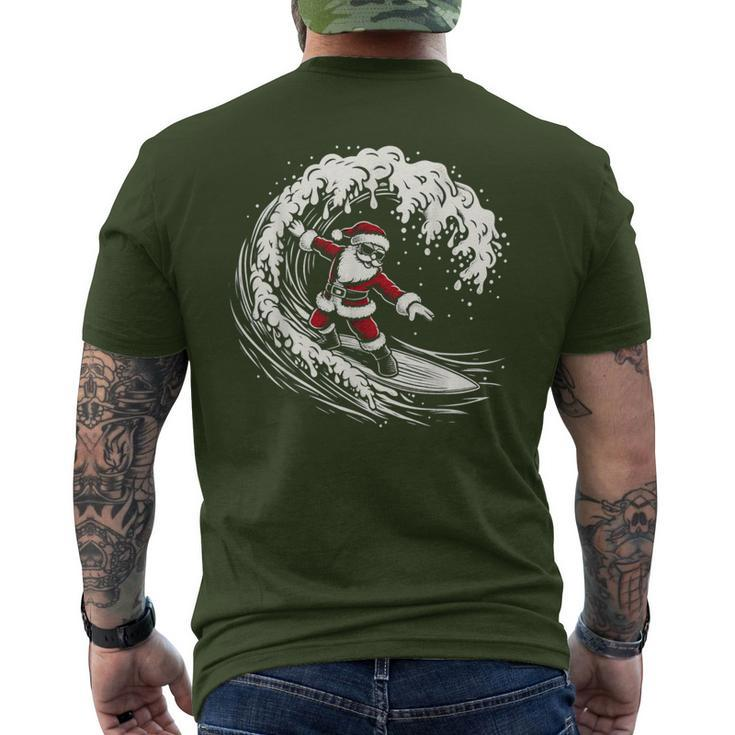 Surfing Santa Claus Christmas Santa Surfing Men's T-shirt Back Print