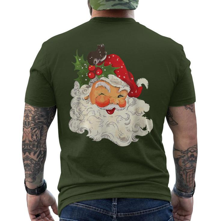 Vintage Red Santa Claus Red Christmas Graphic Men's T-shirt Back Print