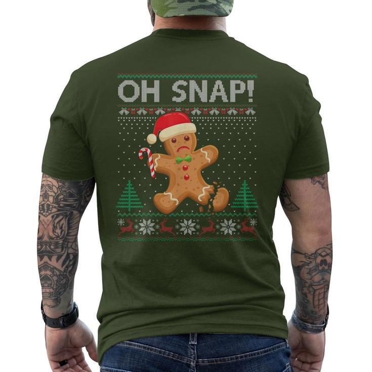 Gingerbread Man Cookie Ugly Sweater Oh Snap Christmas Men's T-shirt Back Print