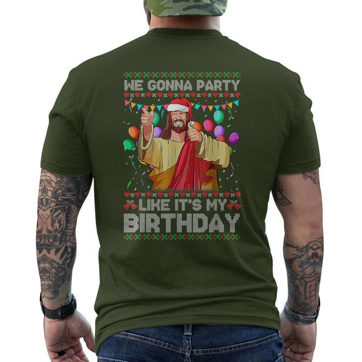 We Gonna Party Like It's My Birthday Ugly Christmas Sweater Men's T-shirt Back Print