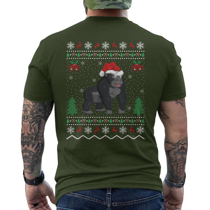 Gorillas Lover Xmas Ugly Gorilla Christmas Men's T-shirt Back Print