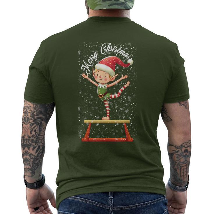 Gymnast Elf On Balance Beam Xmas Gymnastics Christmas Men's T-shirt Back Print