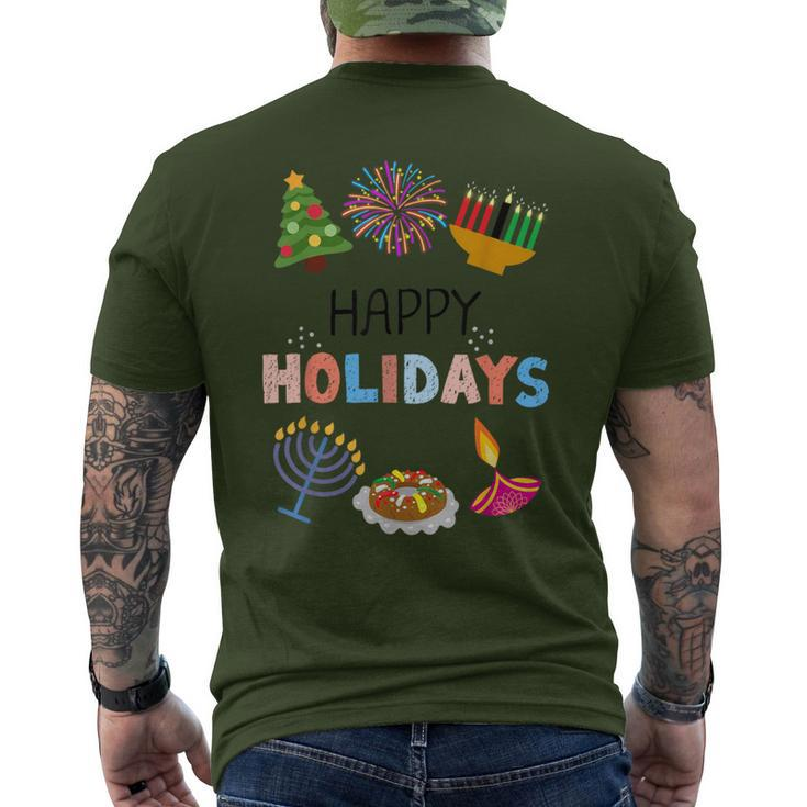 Happy Holidays Diwali Kwanzaa Hanukkah Christmas Men's T-shirt Back Print