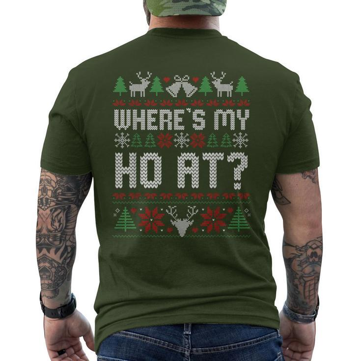 Where My Ho's At Ugly Christmas Sweater Couples Matching Men's T-shirt Back Print