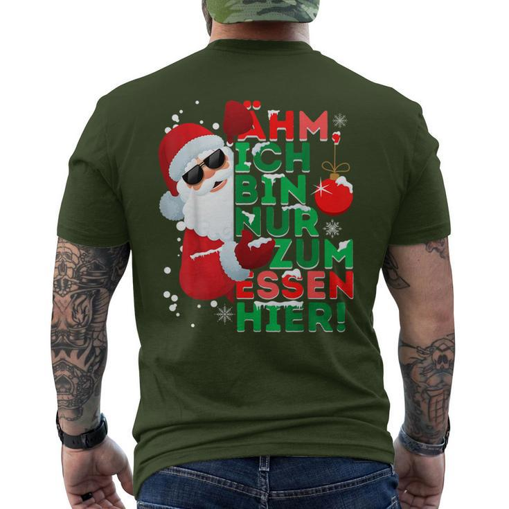 Ich Bin Nur Zum Essen Hier Kurzärmliges Herren-T-Kurzärmliges Herren-T-Shirt, Santa Claus Motiv für Frohe Weihnachten