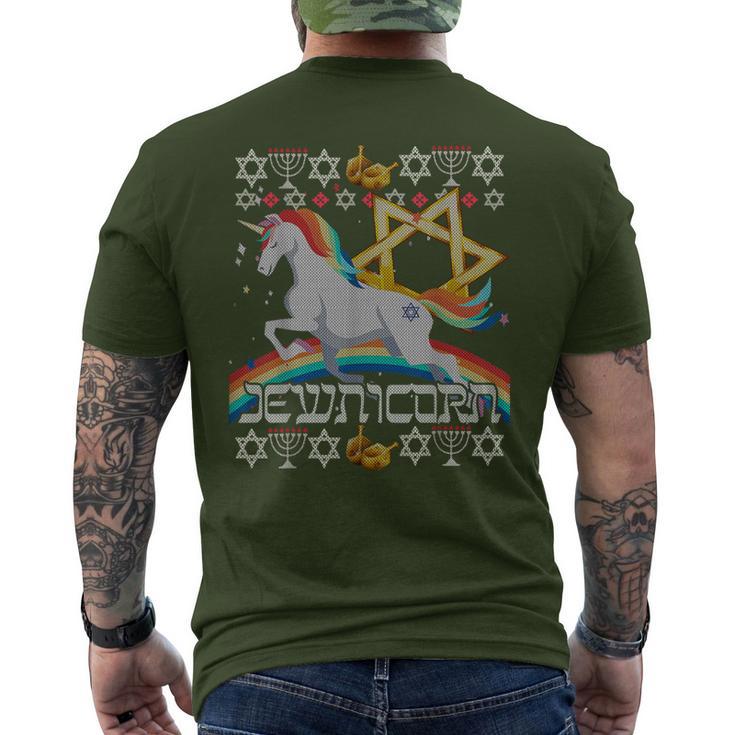 Jewnicorn Unicorn Ugly Hanukkah Chanukah Jewish Men's T-shirt Back Print