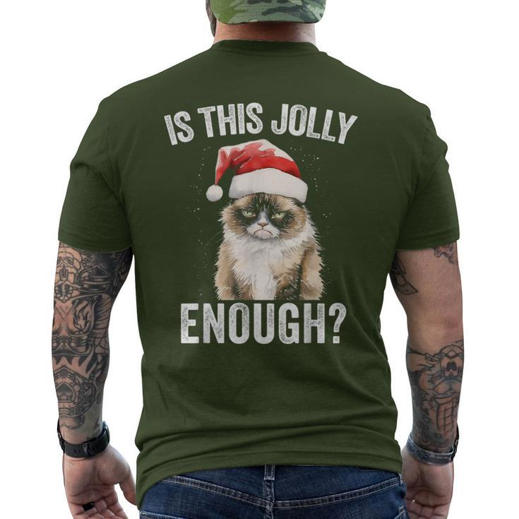 Is This Jolly Enough Christmas Cat Santa Hat Grumpy Men's T-shirt Back Print
