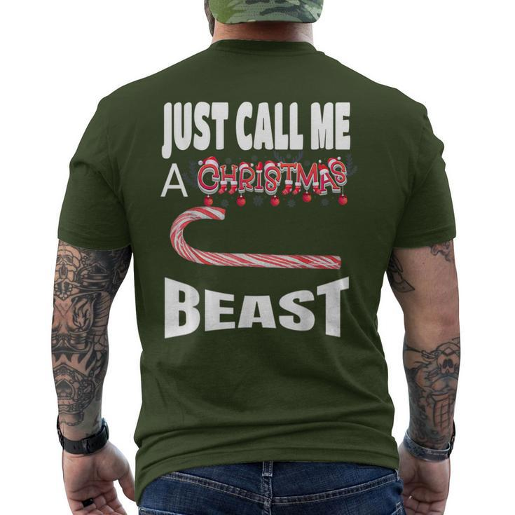 Just Call A Christmas Beast With Cute Candy Cane Men's T-shirt Back Print