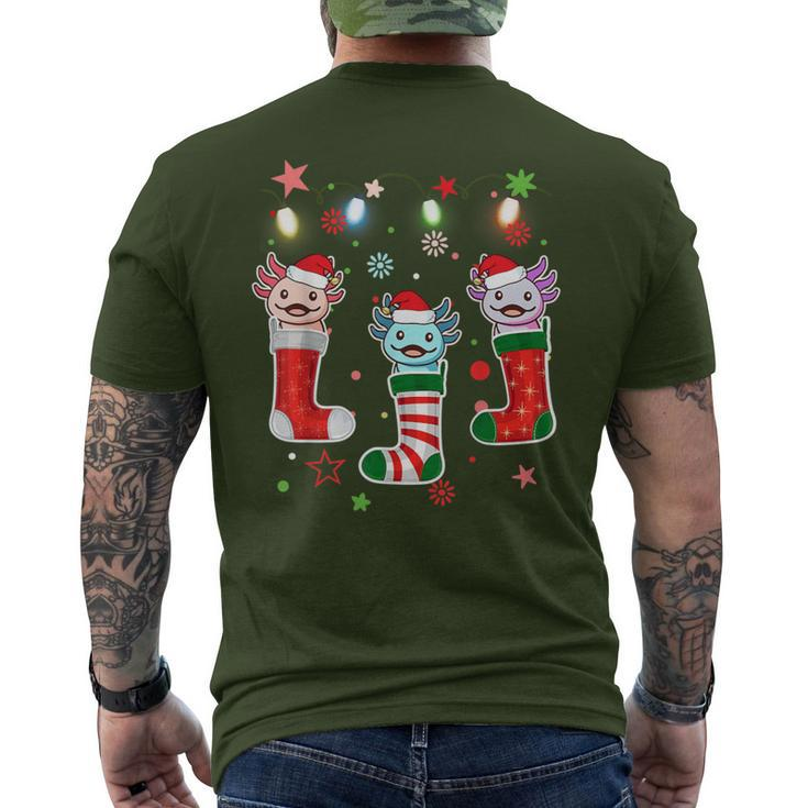 Kawaii Axolotl Christmas Stocking Kid Youth N Pajamas Pjs Men's T-shirt Back Print