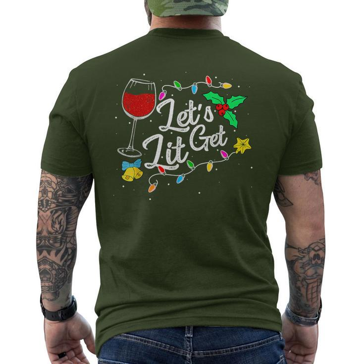 Let's Get Lit Christmas Tree Lights Xmas Pajamas Family Men's T-shirt Back Print