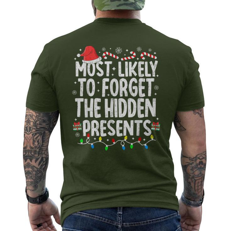 Most Likely To Forget The Hidden Presents Christmas Pajamas Men's T-shirt Back Print