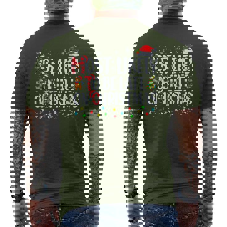 Most Likely To Be Late On Christmas Family Matching Xmas Men's T-shirt Back Print