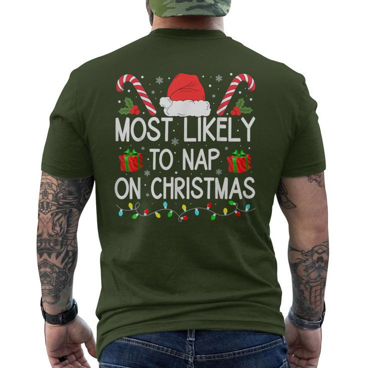 Most Likely To Take A Nap On Christmas Matching Men's T-shirt Back Print