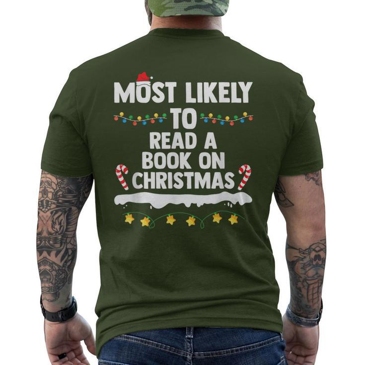 Most Likely To Read A Book On Christmas Matching Family Men's T-shirt Back Print