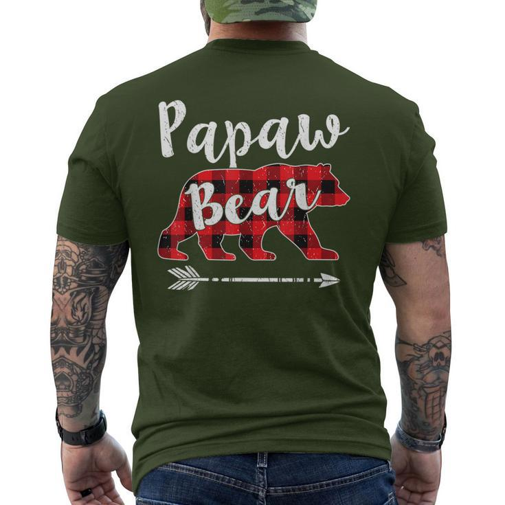 Matching Christmas Pajama Red Plaid Papaw Bear Men's T-shirt Back Print