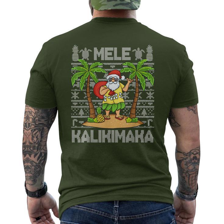 Mele Kalikimaka Santa Claus Hawaiian Christmas In July Men's T-shirt Back Print