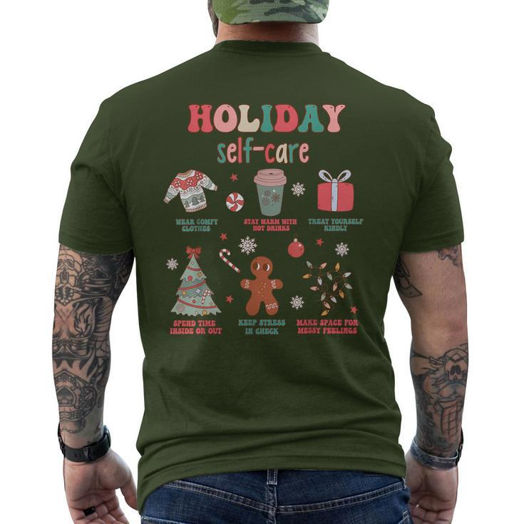 Mental Health Awareness Merry Christmas Holiday Self Care Men's T-shirt Back Print