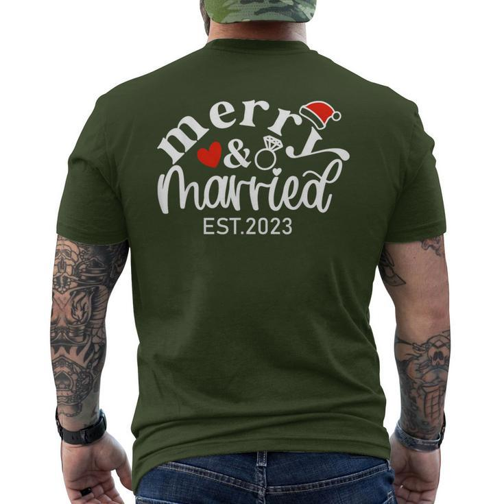 Merry & Married 2023 First Christmas Couple Matching Men's T-shirt Back Print