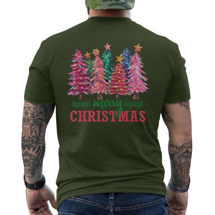 Merry And Bright Pink Christmas Tree Pink Christmas Costume Men's T-shirt Back Print