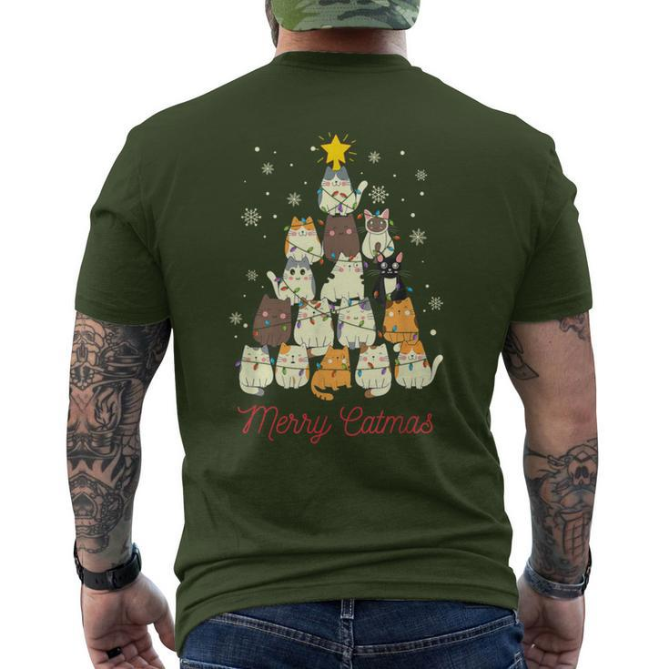 Merry Catmas Cat Christmas Tree Cat Lover Men's T-shirt Back Print