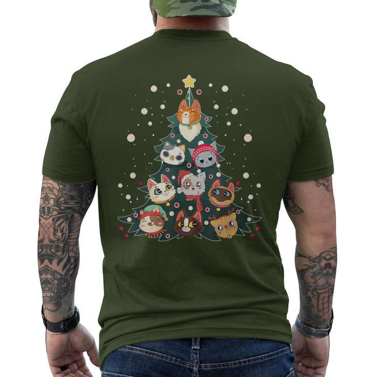 Merry Catmas Christmas Tree Cats Xmas Meow Christmas Men's T-shirt Back Print