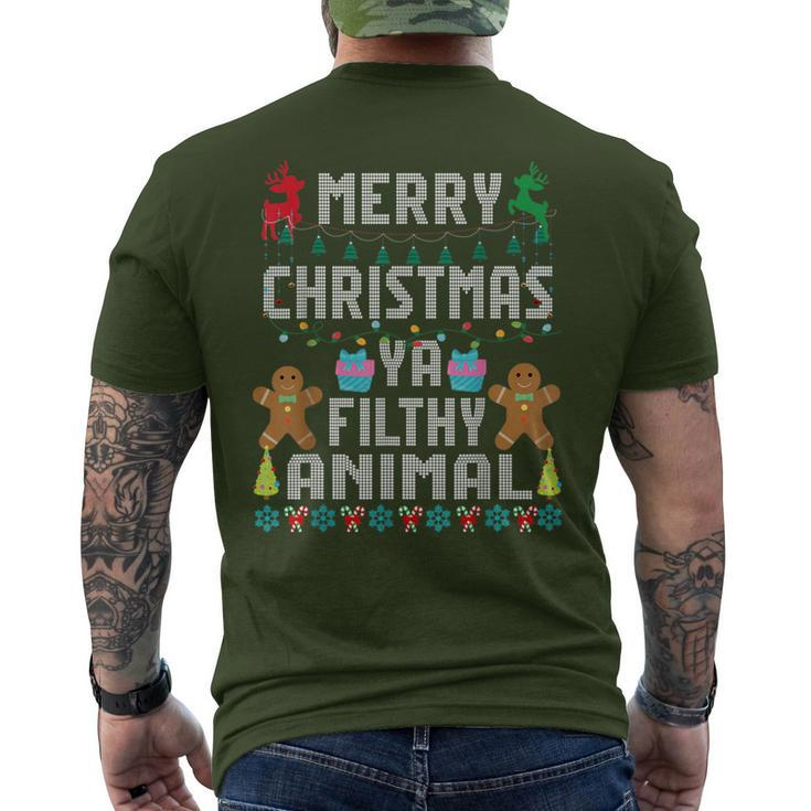 Merry Christmas Animal Filthy Ya Ugly Sweater Pjs Matching Men's T-shirt Back Print