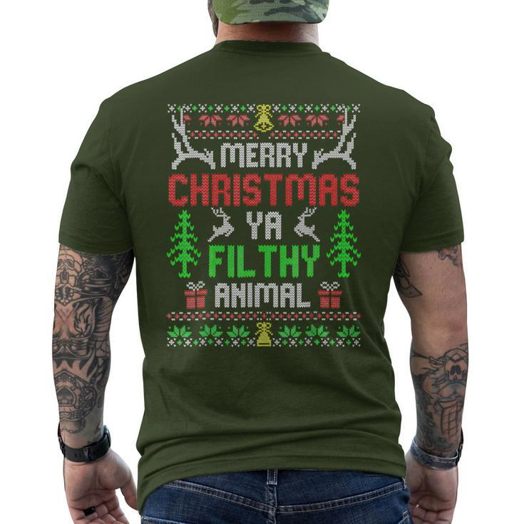 Merry Christmas Animal Filthy Ya Xmas Pajama Men's T-shirt Back Print
