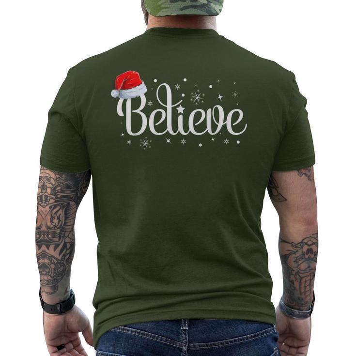 Merry Christmas Believe In Santa Claus Family Pajamas Men's T-shirt Back Print