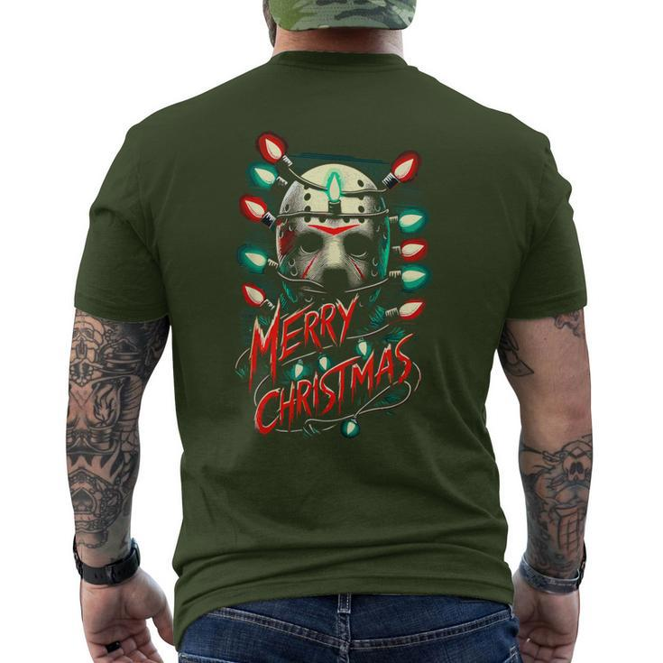 Merry Christmas Festive Slasher Candy Cane Menace Men's T-shirt Back Print