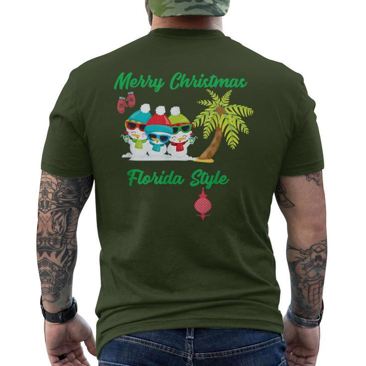 Merry Christmas Florida Style T Snowman Summer Men's T-shirt Back Print
