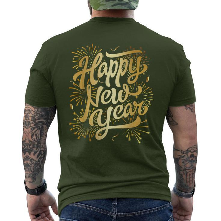 Merry Christmas Happy New Year New Years Eve Party Fireworks Men's T-shirt Back Print