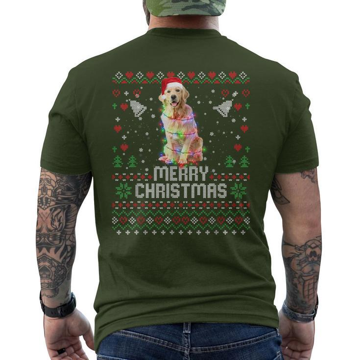 Merry Christmas Lighting Ugly Golden Retriever Christmas Men's T-shirt Back Print
