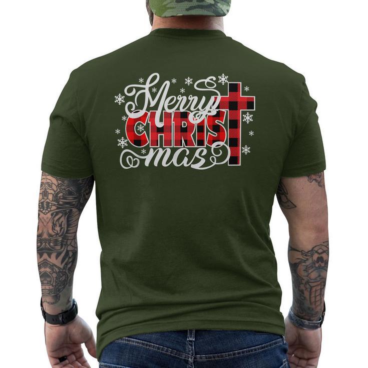 Merry Christmas Red Buffalo Plaid Christ Mas Men's T-shirt Back Print