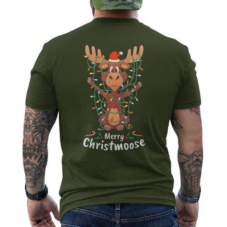 Merry Christmoose Christmas Moose Xmas Tree Lights Men's T-shirt Back Print