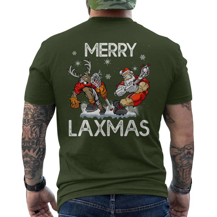 Merry Laxmas Ugly Christmas Lacrosse Santa Reindeer Men's T-shirt Back Print