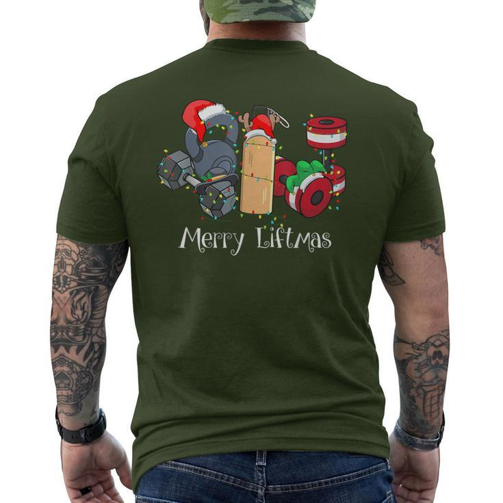 Merry Liftmas Christmas Gym Workout Kettlebell Weightlifting Men's T-shirt Back Print