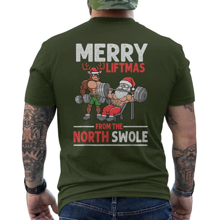 Merry Liftmas From North Swoie Muscle Santa Weightlifting Men's T-shirt Back Print