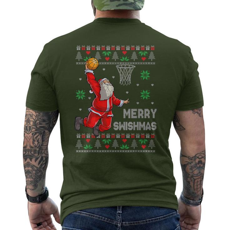 Merry Swishmas Santa Claus Christmas Basketball Lover Men's T-shirt Back Print