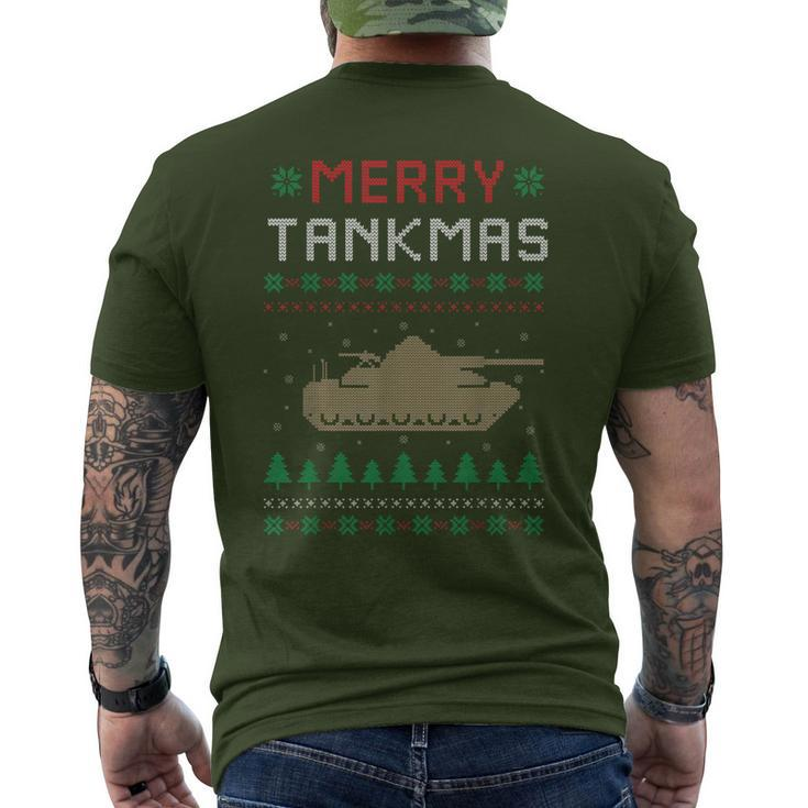 Merry Tankmas Battle Tank Military Ugly Christmas Sweater Men's T-shirt Back Print