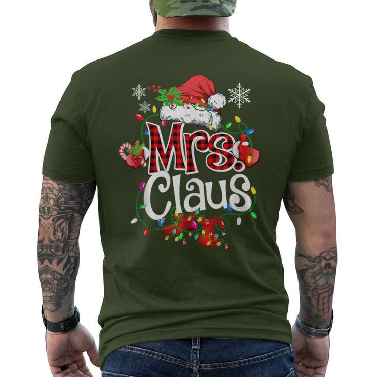 Mr And Mrs Claus Couples Santa Christmas Lights Pajamas Men's T-shirt Back Print