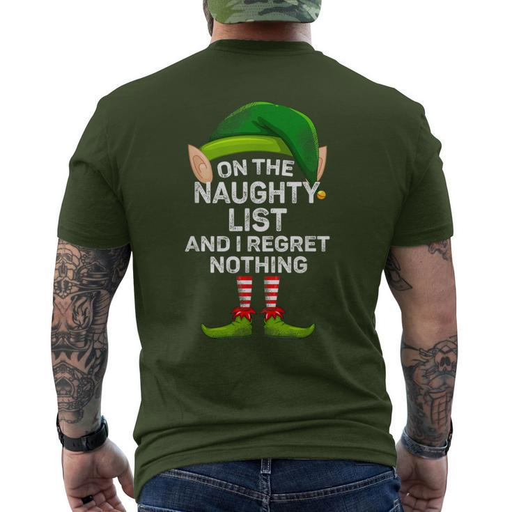 On The Naughty List And I Regret Nothing Elf Christmas Men's T-shirt Back Print