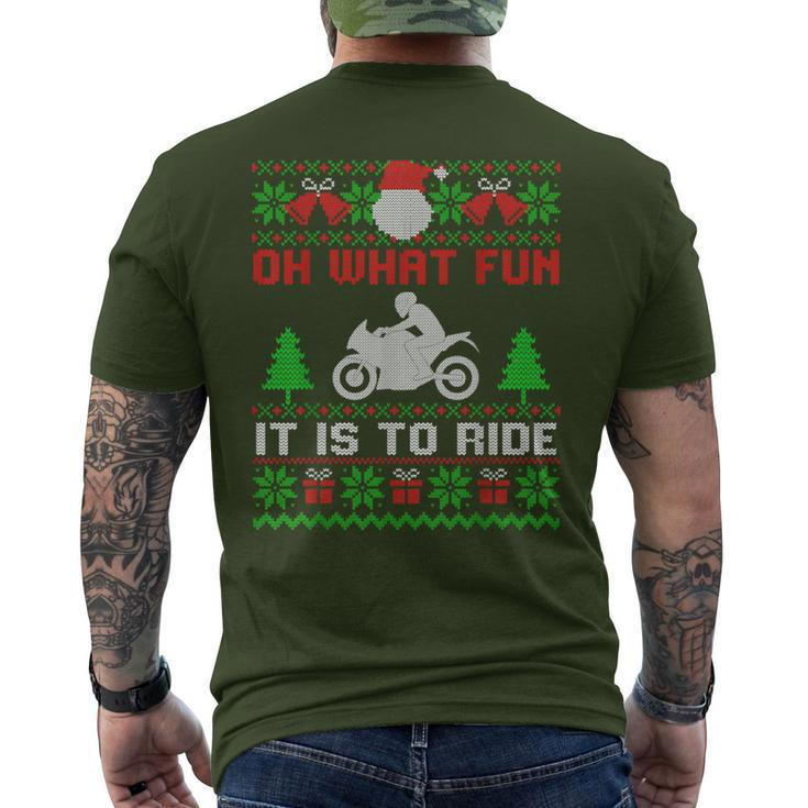 Oh What Fun It Is To Ride Motorcycle Ugly Christmas Men's T-shirt Back Print